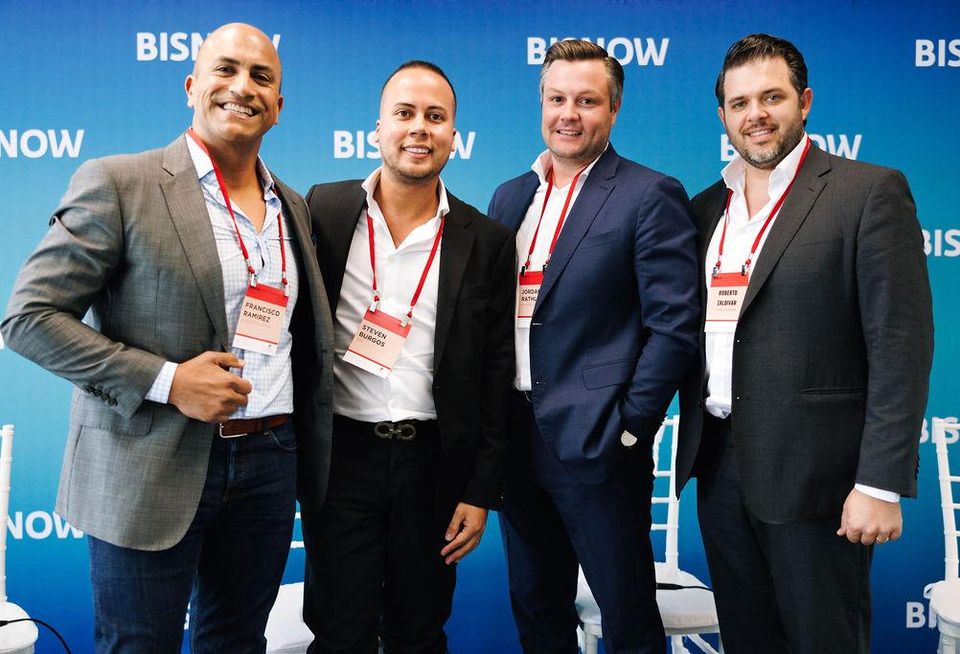 Align1 Solutions’ Francisco Ramirez, HOK’s Steven Burgos, Related Cos.’ Jordan Rathlev and Citrin Cooperman’s Roberto Zaldivar at Bisnow’s South Florida Office Summit and Cocktail on Oct. 19, 2023.