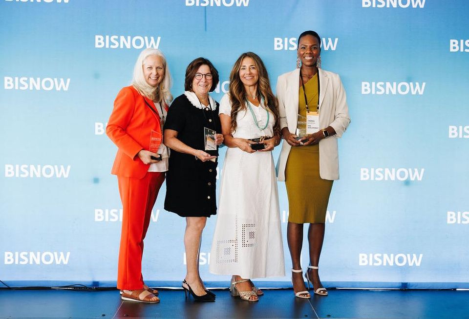 Bisnow’s 2024 Leader Of The Year honorees: Terranova Corp.’s Mindy McIlroy, Bilzin Sumberg’s Sara Barli Herald, Abanca USA’s Monica Vazquez and Aria Development’s Andrea Gourdine.