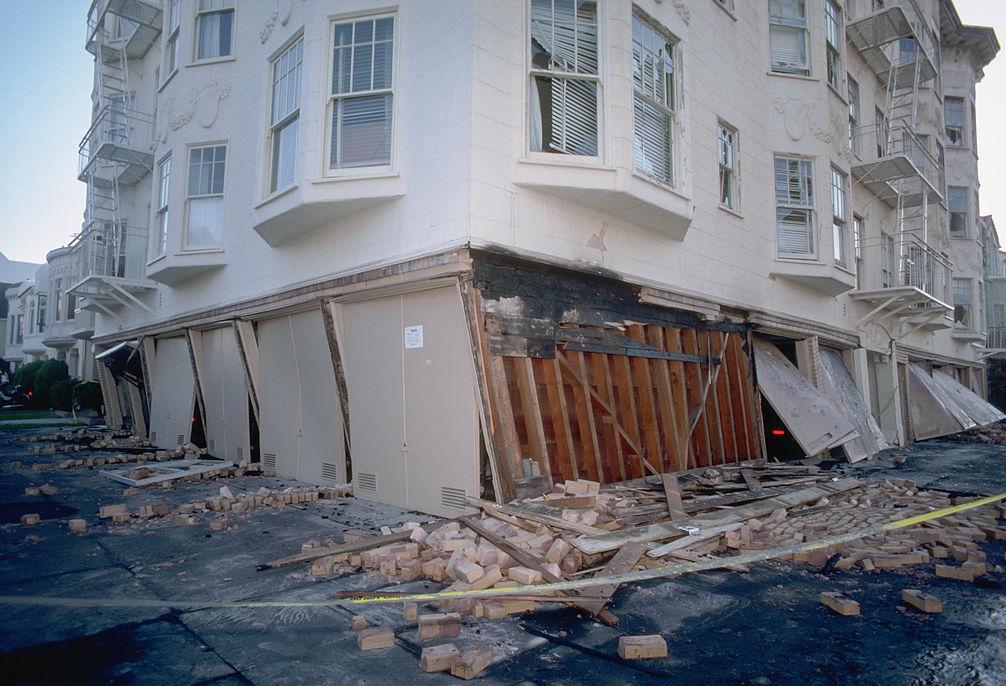 A soft-story building near Beach and Divisadero streets in San Francisco that was damaged during the Loma Prieta earthquake
