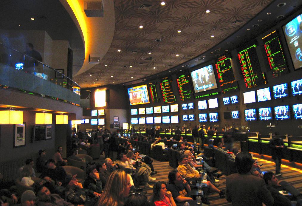 The sports betting area at the MGM Grand casino in Las Vegas. 