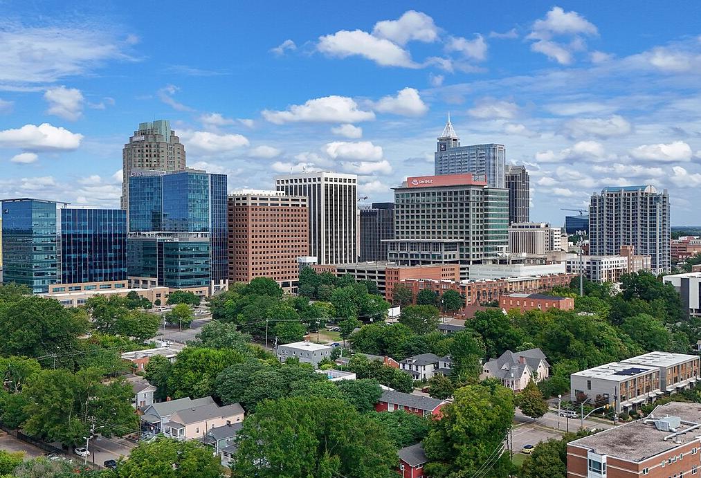 Downtown Raleigh, with trees