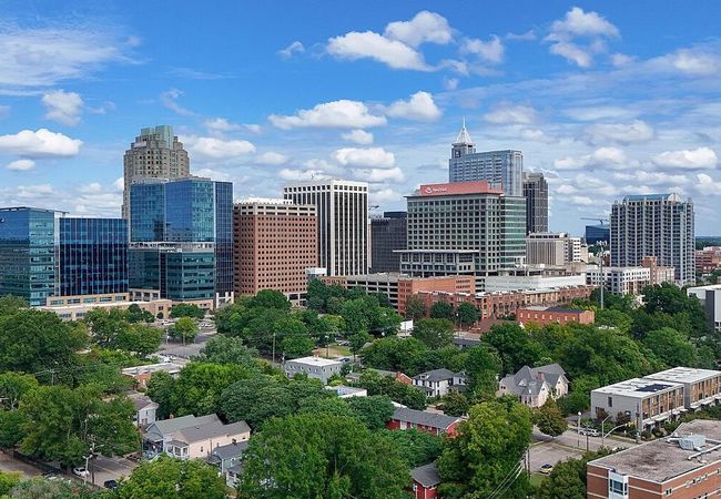 Downtown Raleigh, with trees