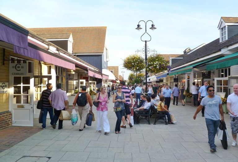 central boulevard at Bicester Outlet Village, Oxfordshire, UK