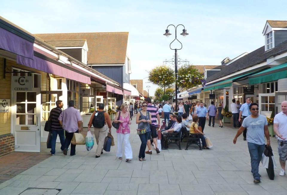 central boulevard at Bicester Outlet Village, Oxfordshire, UK