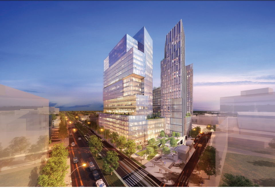 A rendering of Carr Properties' planned development at 7272 Wisconsin Ave. in Bethesda.