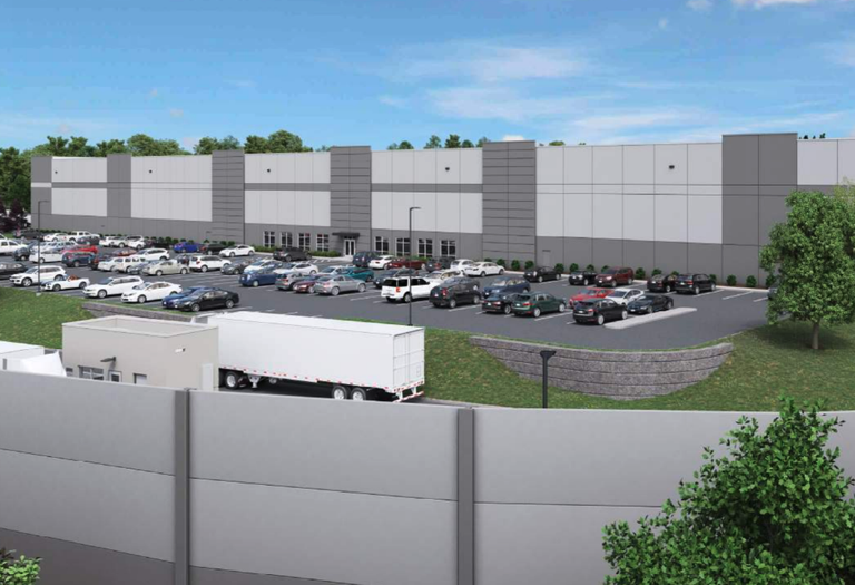 A rendering of the Blackstone Logistics Center at 40 Lackey Dam Road in Uxbridge.