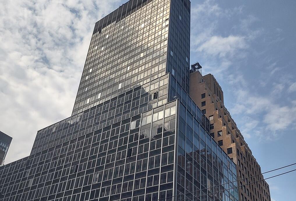 The former Pfizer headquarters is undergoing an office-to-residential conversion.