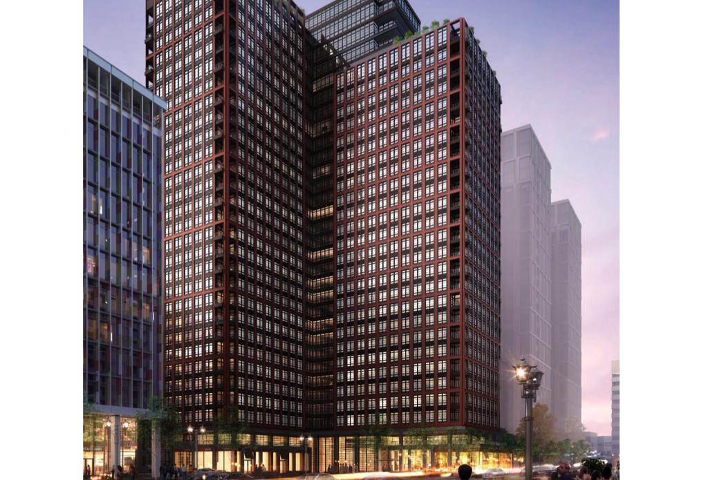 A rendering of the two 30-story apartment towers JBG Smith had planned.