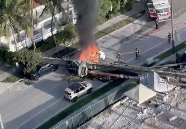 A drilling rig collapsed at the construction site of Citadel's future headquarters in Miami, injuring four people.