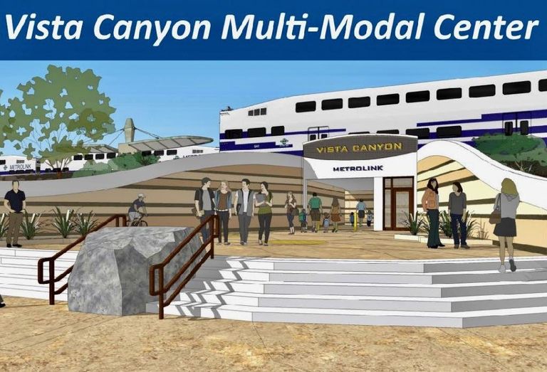 A rendering of JSB Developments Vista Canyon metro station in Santa Clarita 