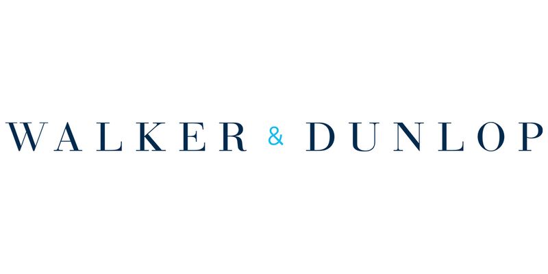 The image displays the logo of Walker & Dunlop with the company name in uppercase letters, featuring a blue ampersand symbol in the center.