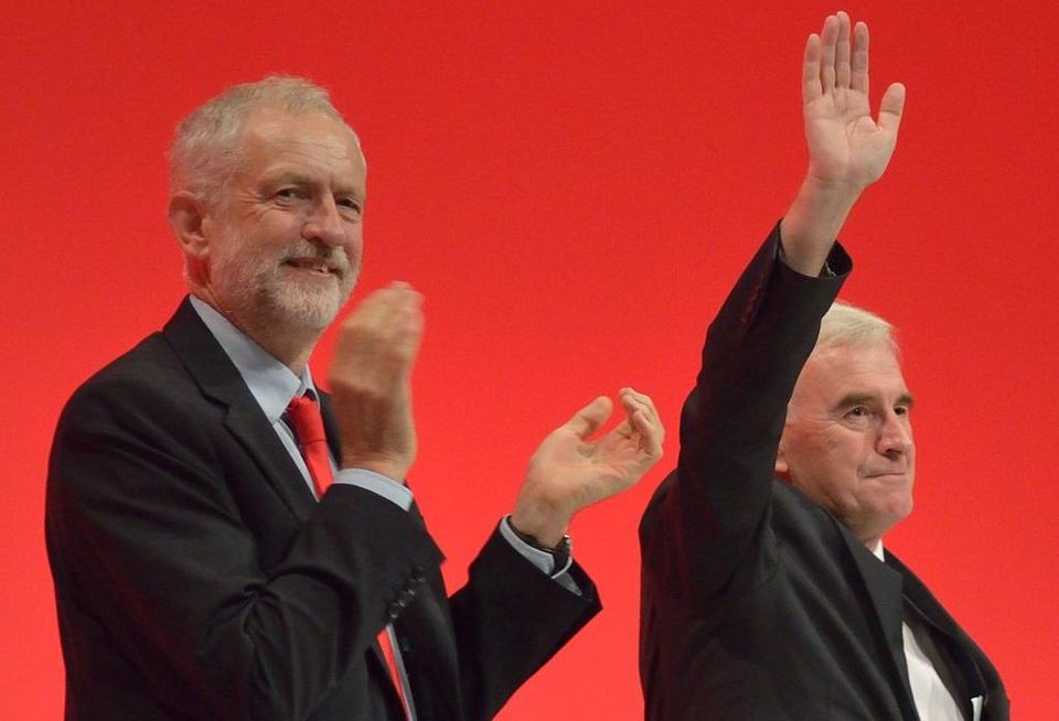 Jeremy Corbyn, leader of the UK Labour Party, and John McDonnell, Shadow Chancellor