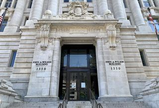 Entrance to the John A. Wilson building in downtown D.C.