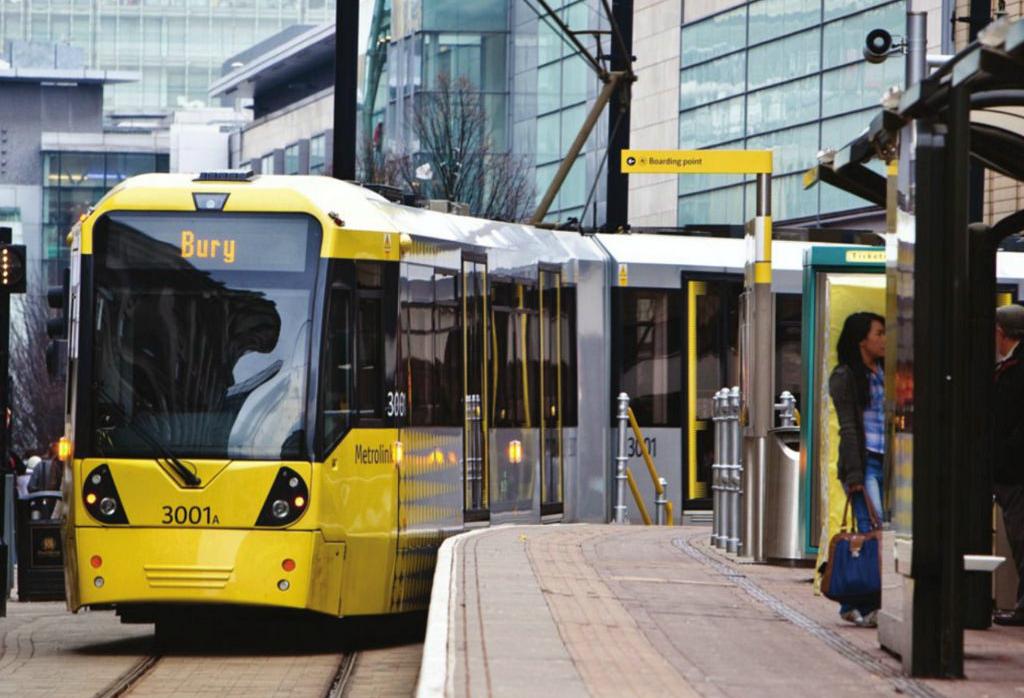 Manchester metrolink tram at Market Street stop