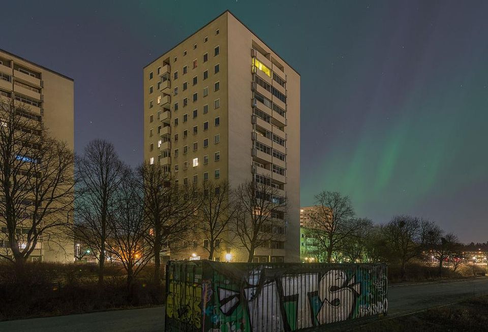 tower block lights night multifamily urban grafitti