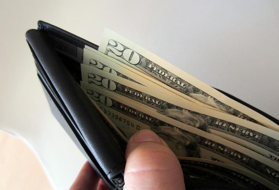 Money, wages wallet