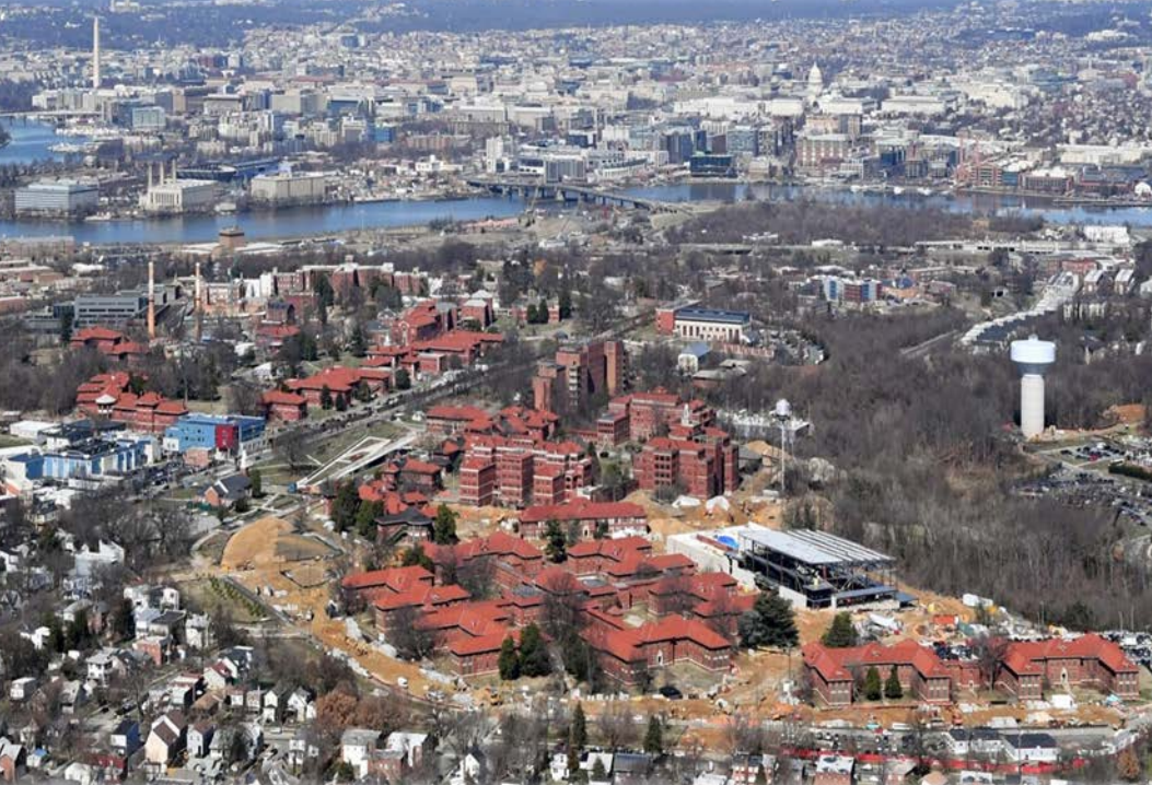An aerial view of the St. Elizabeths East campus
