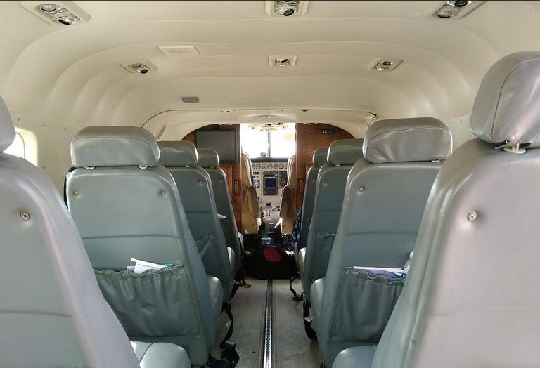 Inside a Cessna Caravan. FLOAT's small plane will take people to and from work. 