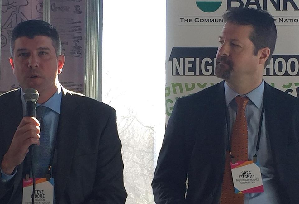 Steve Moore of Foundation Development Group (left) and Howard Hughes Greg Fitchitt