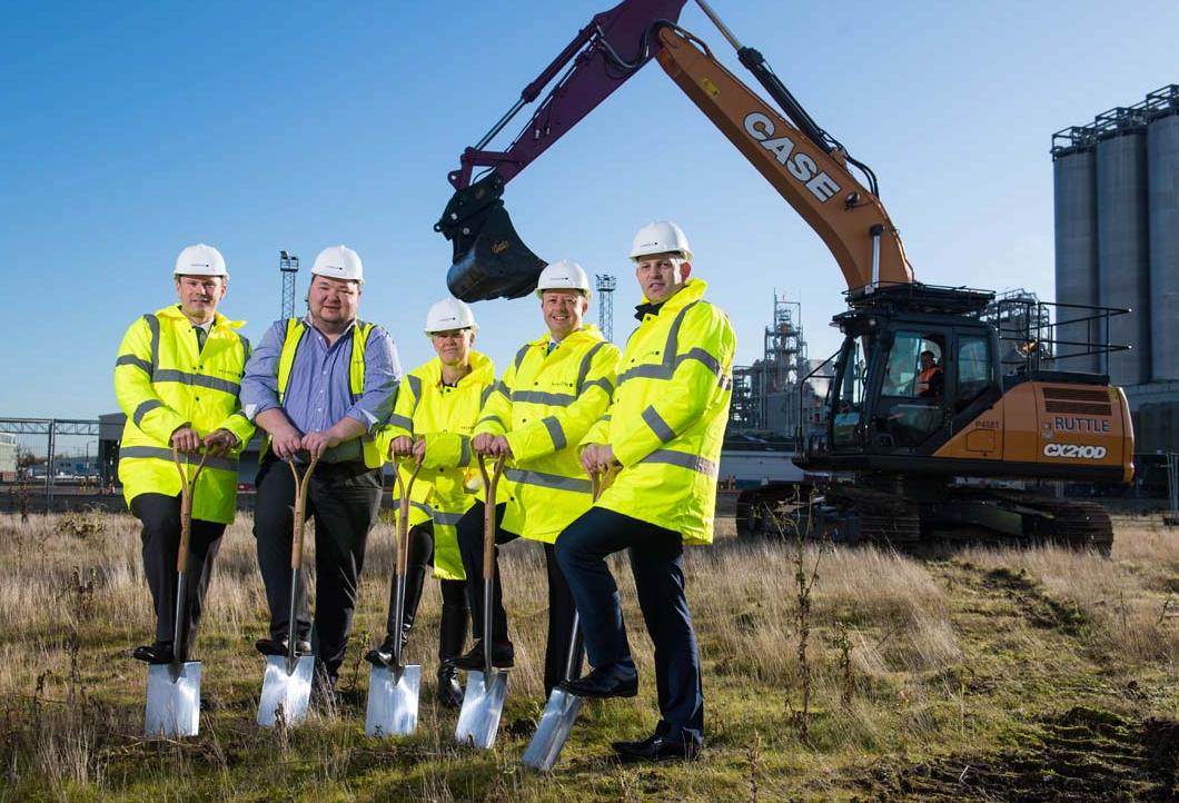 Will Ainscough, executive chairman of HIMOR; Andrew Western, leader of Trafford Council; Kate Green MP; Mark Booth, managing director of HIMOR; and Andrew Bain, projects director at HIMOR. 
Carrington Manchester november 2018