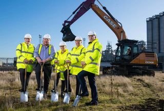 Will Ainscough, executive chairman of HIMOR; Andrew Western, leader of Trafford Council; Kate Green MP; Mark Booth, managing director of HIMOR; and Andrew Bain, projects director at HIMOR. 
Carrington Manchester november 2018
