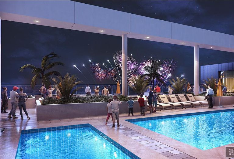 Rendering of the rooftop pool on top of the Radisson Blu in Anaheim