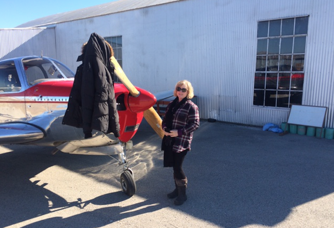 Sue Jackson with plane Fidelity 