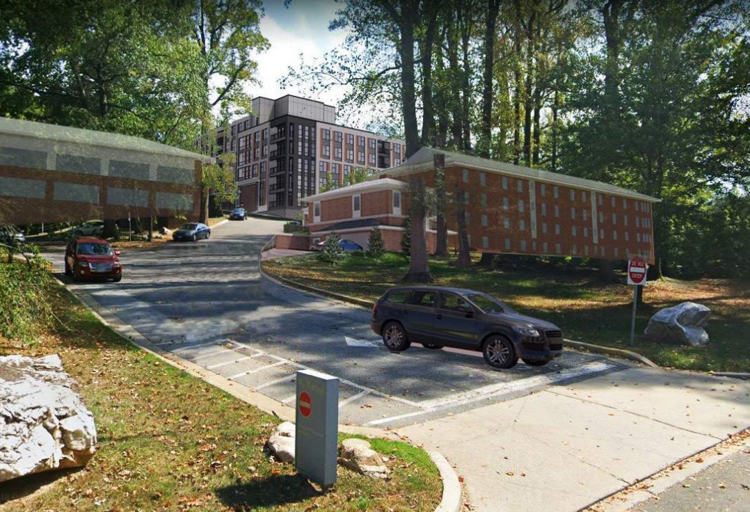 A rendering from BKV Group showing the placement of new construction on Wesley Theological Seminary's campus