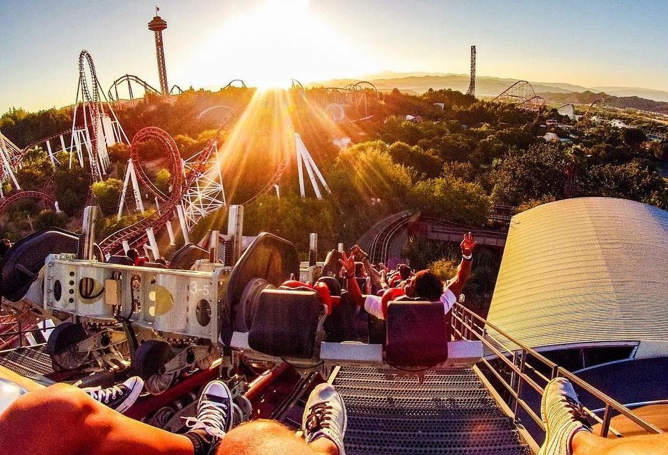 A view of Santa Clarita down below from a Six Flags Magic Mountain ride.