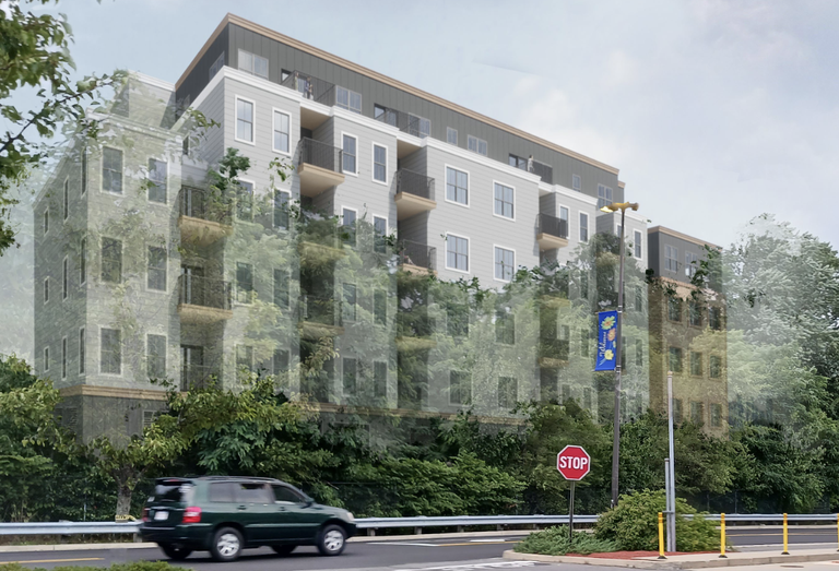 A rendering of N6 Properties' 375 Cummins Highway development in Roslindale.