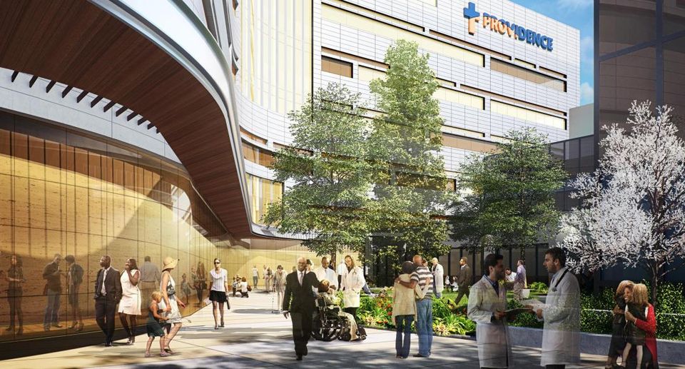 Rendering of Providence Tarzana Medical Center Courtyard View