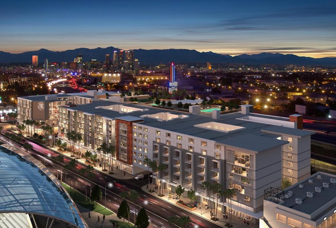 Rendering of Ventus Group's The Fig, a $300M mixed use development in downtown Los Angeles. 