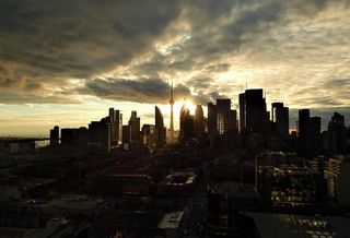 Toronto skyline night CN Tower downtown
