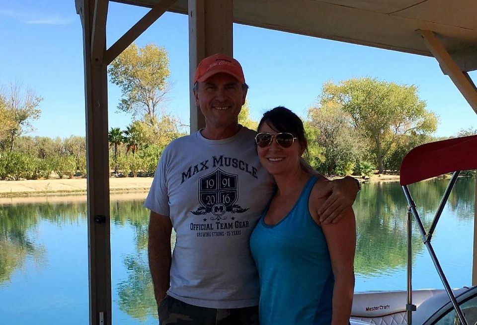 Todd and his wife, Shelley, taken at their lake house in Great Lakes, Newberry Springs.