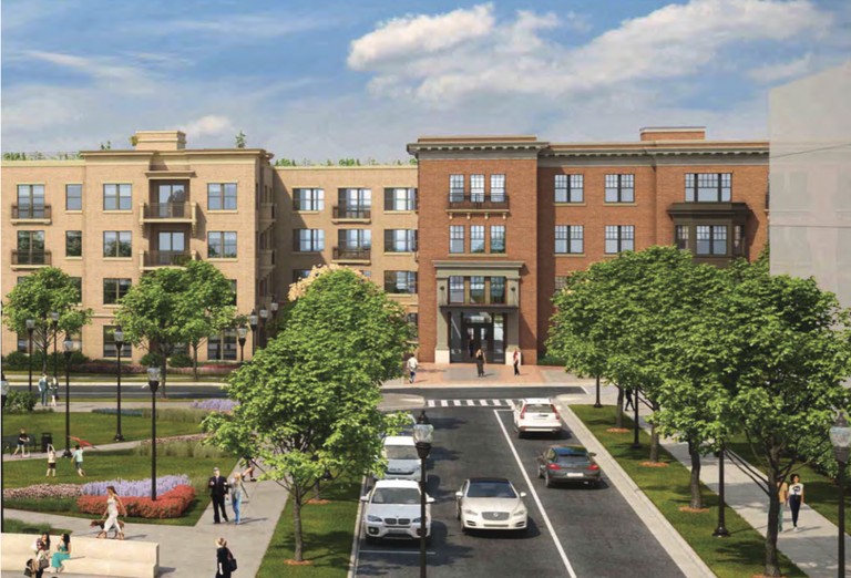 A rendering of the two buildings in Phase 1 of MidCity's 1,700-unit RIA development