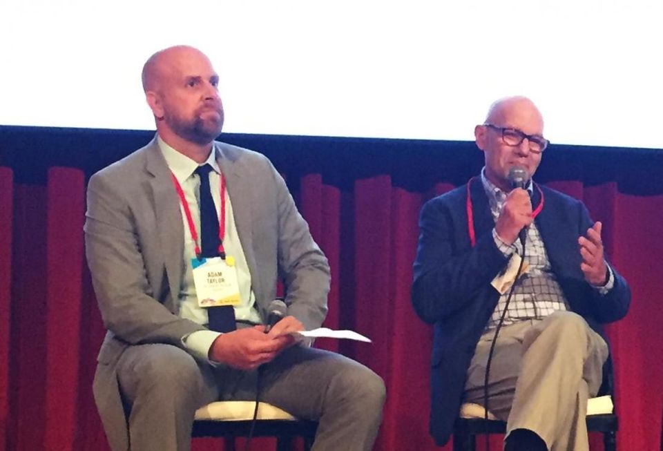 Splendor Design Group owner Adam Taylor and Hugo Neu CFO Steve Nislick at Bisnow's Repositioning and Redeveloping New Jersey event at Bell Works