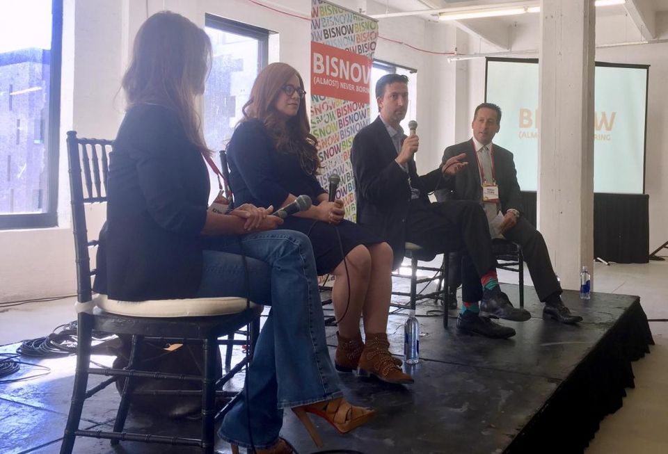 Industry City Director of Leasing Kathe Chase, Heritage Equity Partners CEO Toby Moskovits, Brooklyn Navy Yard Development Corp. CEO David Ehrenberg and Anchin Block & Anchin Partner Robert Gilman