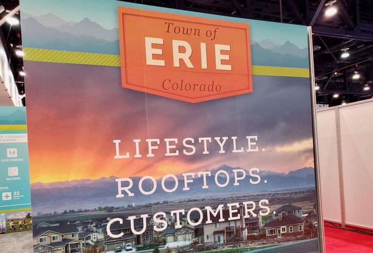 Eerie, Colorado Economic Development officials were one of many cities and towns to set up a booth at the ICSC RECon convention in Las Vegas.