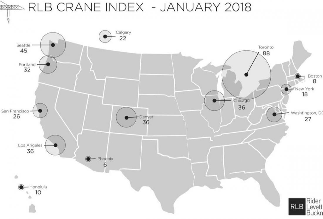 Seattle Trails Toronto For Most Cranes, S.F. Has Highest Increase