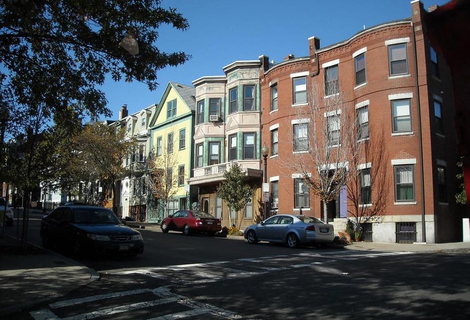 A residential street in Charlestown, Boston