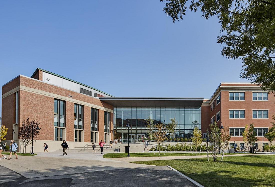 The south entrance to the Arthur F. and Patricia Center for Business Studies at Providence College