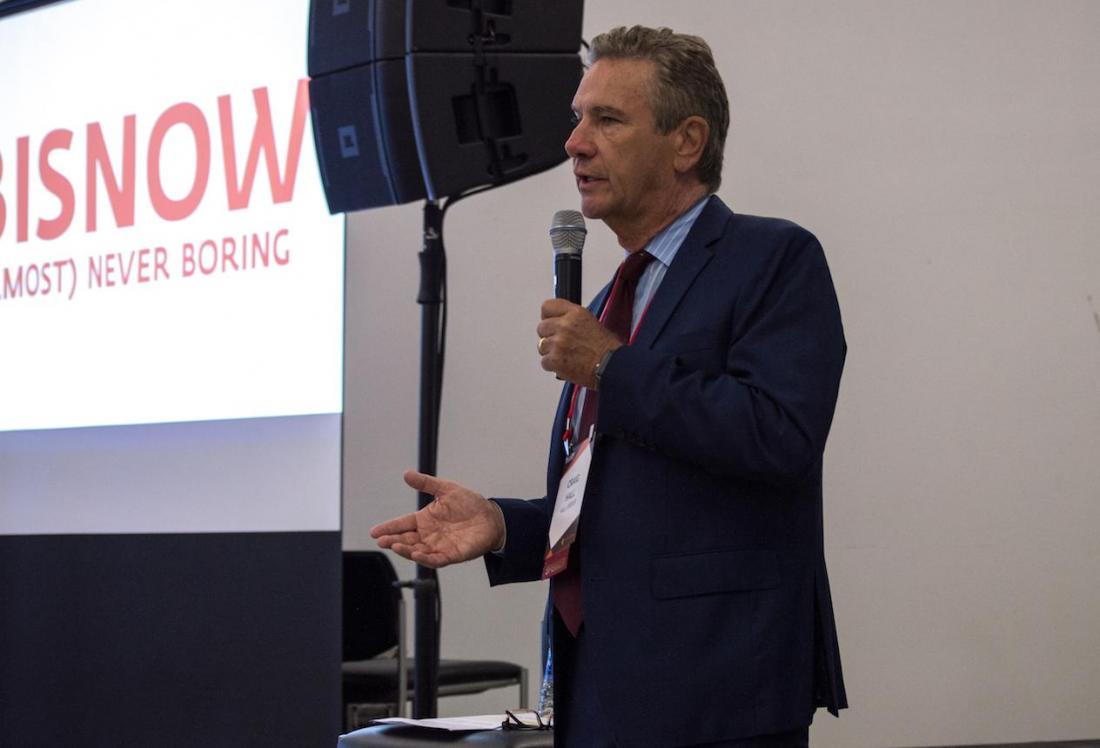 Craig Hall delivering the keynote speech at Bisnow's Big South Office Event