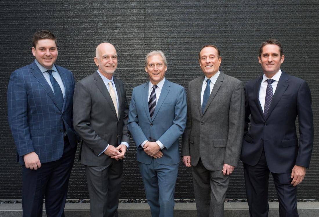 The former CRA team joins Ed Sachse at Kennedy Wilson’s Beverly Hills headquarters. From left to right: David Eagan, Jeremy Dee, Ed Sachse, Alan Gecht and Gary Goodgame. 