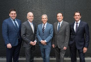 The former CRA team joins Ed Sachse at Kennedy Wilson’s Beverly Hills headquarters. From left to right: David Eagan, Jeremy Dee, Ed Sachse, Alan Gecht and Gary Goodgame. 