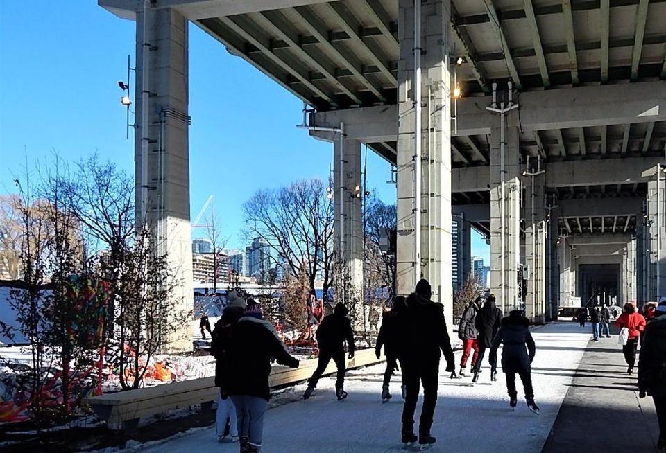 the Bentway Fort York Gardiner Experssway skate rink