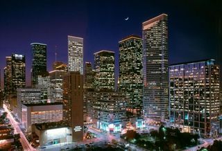 Houston Center at night 