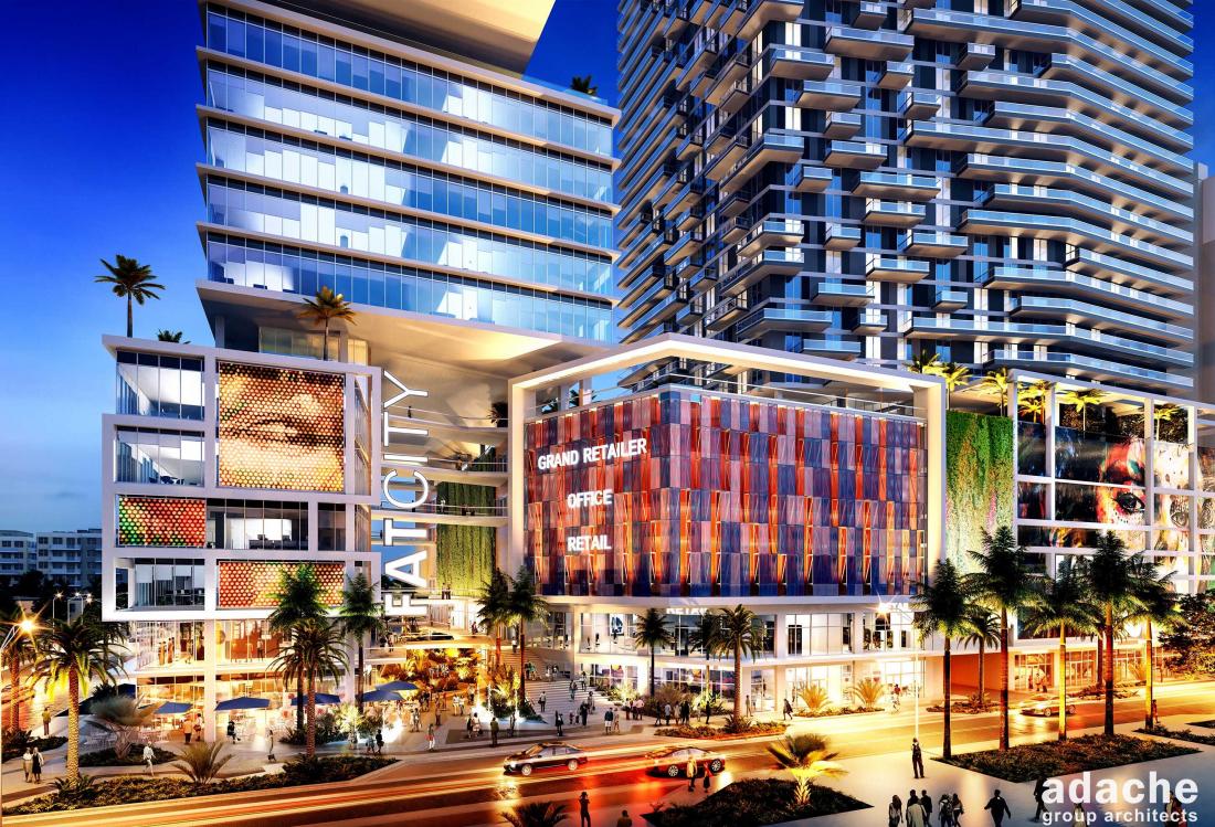 FATcity is a planned development in downtown Fort Lauderdale, with two 30-story towers and retail (rendered here). 