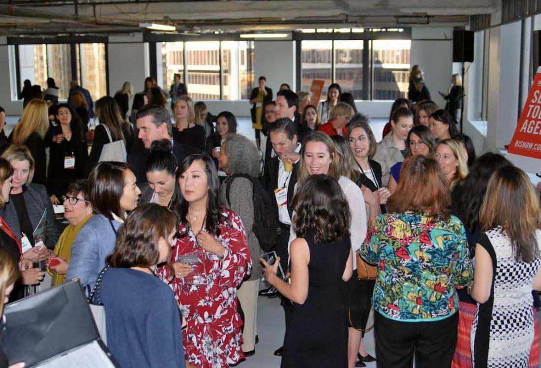 Attendees catch up and network after Bisnow's LA Power Women event in Los Angeles. More than 220 people attended Bisnow’s LA Power Women Series: Leaders In Commercial Real Estate held Dec. 13, 2017 at the Bank of America Plaza in downtown Los Angeles.