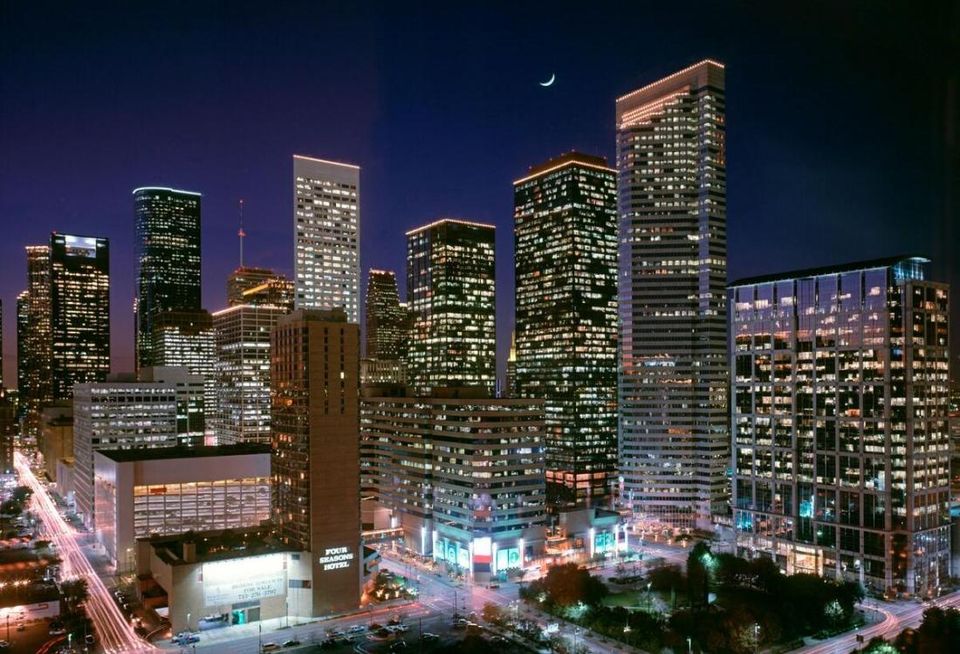 Houston Center at night