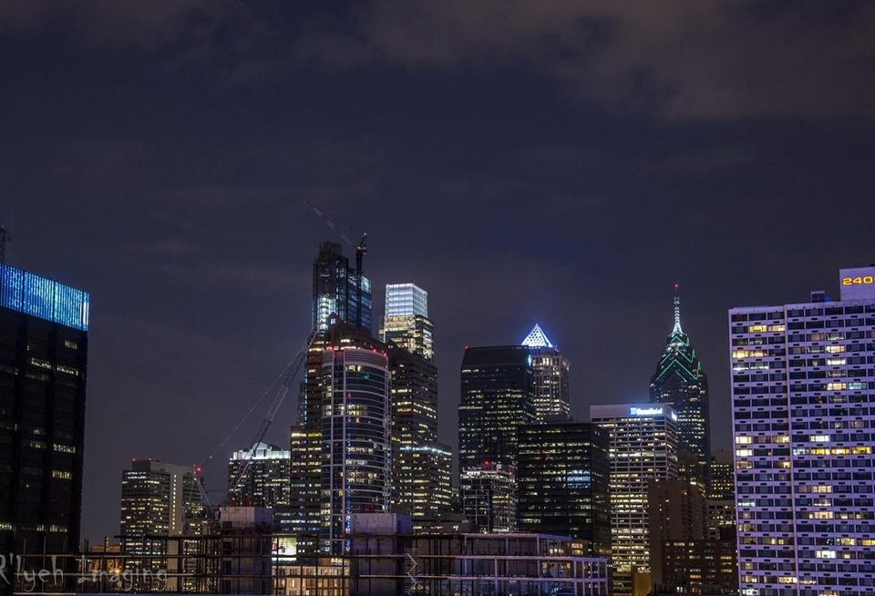 The Philadelphia skyline at night